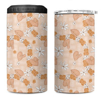 Hawaii Anthurium Tiare Pikake Lei 4 in 1 Can Cooler Tumbler Alani Lauhala Art Pattern