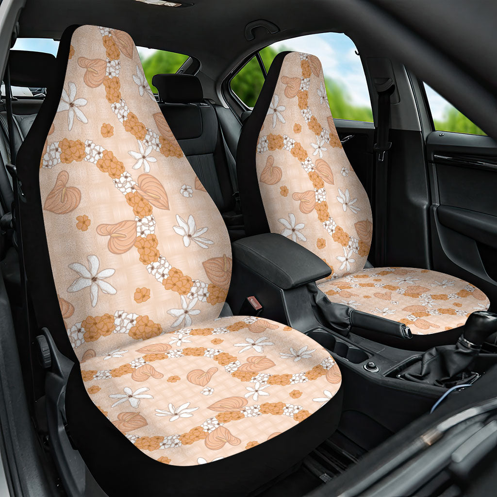 Hawaii Anthurium Tiare Pikake Lei Car Seat Cover Alani Lauhala Art Pattern