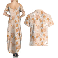 Hawaii Anthurium Tiare Pikake Lei Couples Matching Summer Maxi Dress and Hawaiian Shirt Alani Lauhala Art Pattern