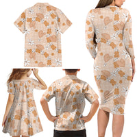 Hawaii Anthurium Tiare Pikake Lei Family Matching Long Sleeve Bodycon Dress and Hawaiian Shirt Alani Lauhala Art Pattern LT01 - Polynesian Pride