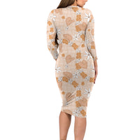 Hawaii Anthurium Tiare Pikake Lei Family Matching Long Sleeve Bodycon Dress and Hawaiian Shirt Alani Lauhala Art Pattern LT01 - Polynesian Pride
