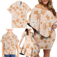 Hawaii Anthurium Tiare Pikake Lei Family Matching Off Shoulder Short Dress and Hawaiian Shirt Alani Lauhala Art Pattern LT01 - Polynesian Pride