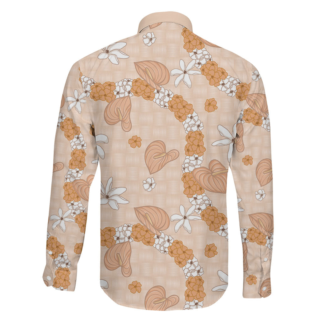Hawaii Anthurium Tiare Pikake Lei Family Matching Puletasi and Hawaiian Shirt Alani Lauhala Art Pattern
