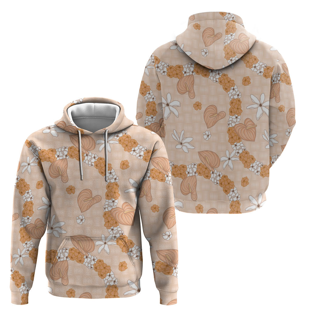Hawaii Anthurium Tiare Pikake Lei Hoodie Alani Lauhala Art Pattern