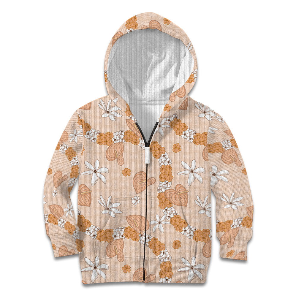 Hawaii Anthurium Tiare Pikake Lei Kid Hoodie Alani Lauhala Art Pattern