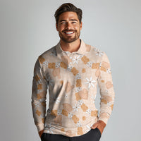 Hawaii Anthurium Tiare Pikake Lei Long Sleeve Polo Shirt Alani Lauhala Art Pattern