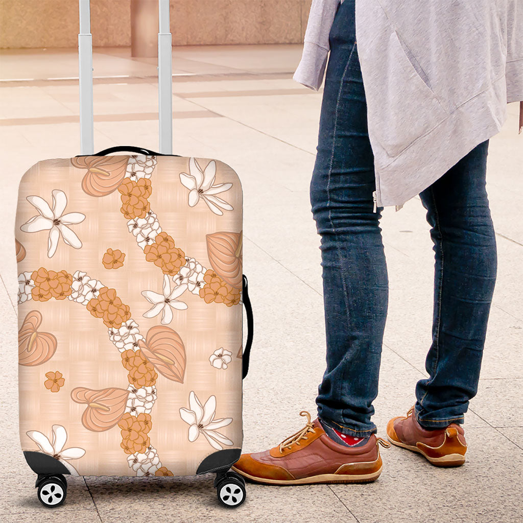 Hawaii Anthurium Tiare Pikake Lei Luggage Cover Alani Lauhala Art Pattern