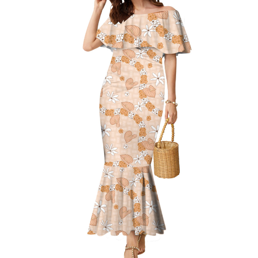 Hawaii Anthurium Tiare Pikake Lei Mermaid Dress Alani Lauhala Art Pattern