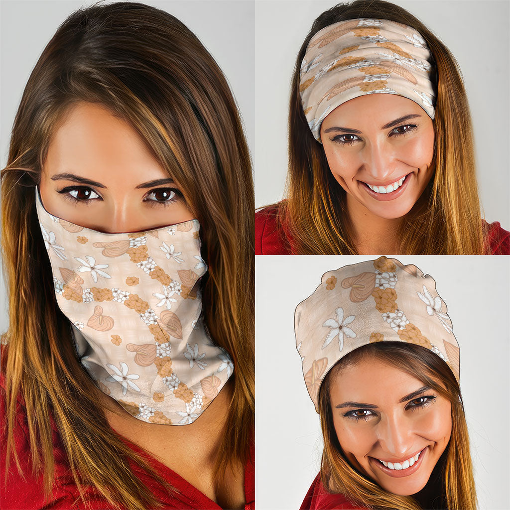 Hawaii Anthurium Tiare Pikake Lei Neck Gaiter Alani Lauhala Art Pattern