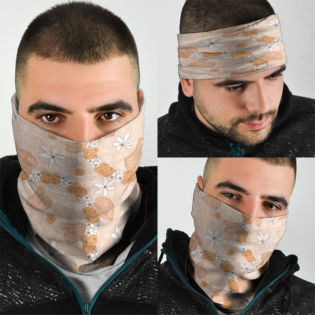 Hawaii Anthurium Tiare Pikake Lei Neck Gaiter Alani Lauhala Art Pattern