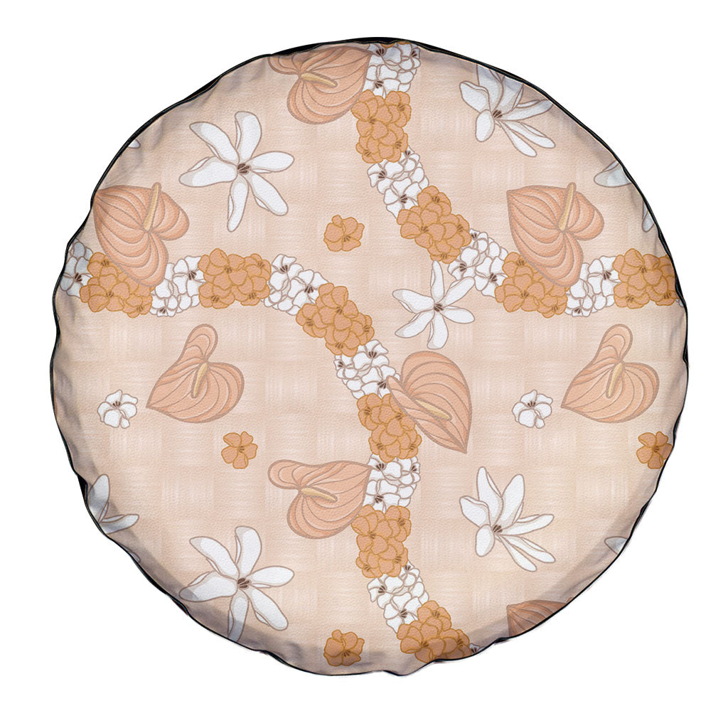 Hawaii Anthurium Tiare Pikake Lei Spare Tire Cover Alani Lauhala Art Pattern