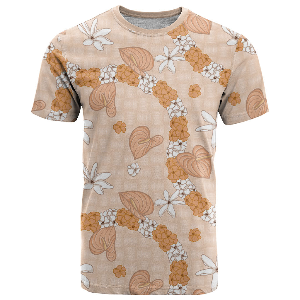 Hawaii Anthurium Tiare Pikake Lei T Shirt Alani Lauhala Art Pattern