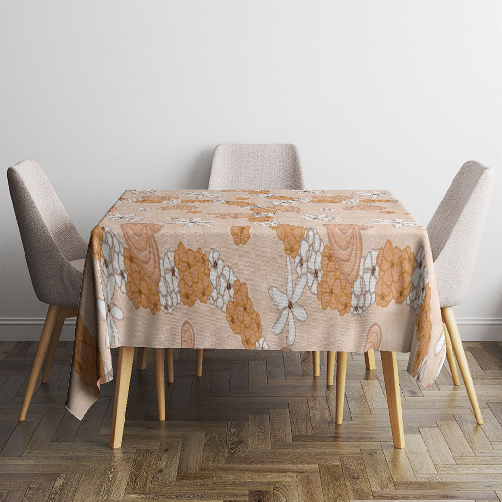 Hawaii Anthurium Tiare Pikake Lei Tablecloth Alani Lauhala Art Pattern
