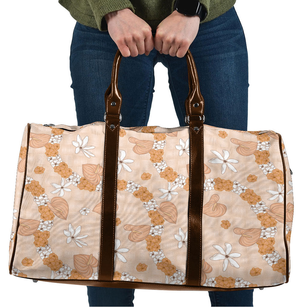 Hawaii Anthurium Tiare Pikake Lei Travel Bag Alani Lauhala Art Pattern
