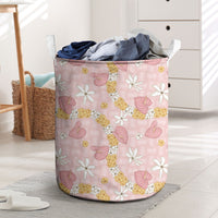 Hawaii Anthurium Tiare Pikake Lei Laundry Basket Akala Lauhala Art Pattern