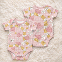 Hawaii Anthurium Tiare Pikake Lei Baby Onesie Akala Lauhala Art Pattern LT01 - Polynesian Pride