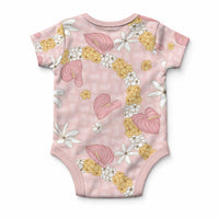 Hawaii Anthurium Tiare Pikake Lei Baby Onesie Akala Lauhala Art Pattern LT01 - Polynesian Pride