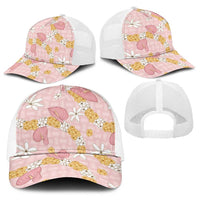 Hawaii Anthurium Tiare Pikake Lei Baseball Net Cap Akala Lauhala Art Pattern