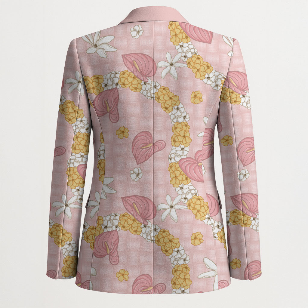 Hawaii Anthurium Tiare Pikake Lei Blazer Akala Lauhala Art Pattern