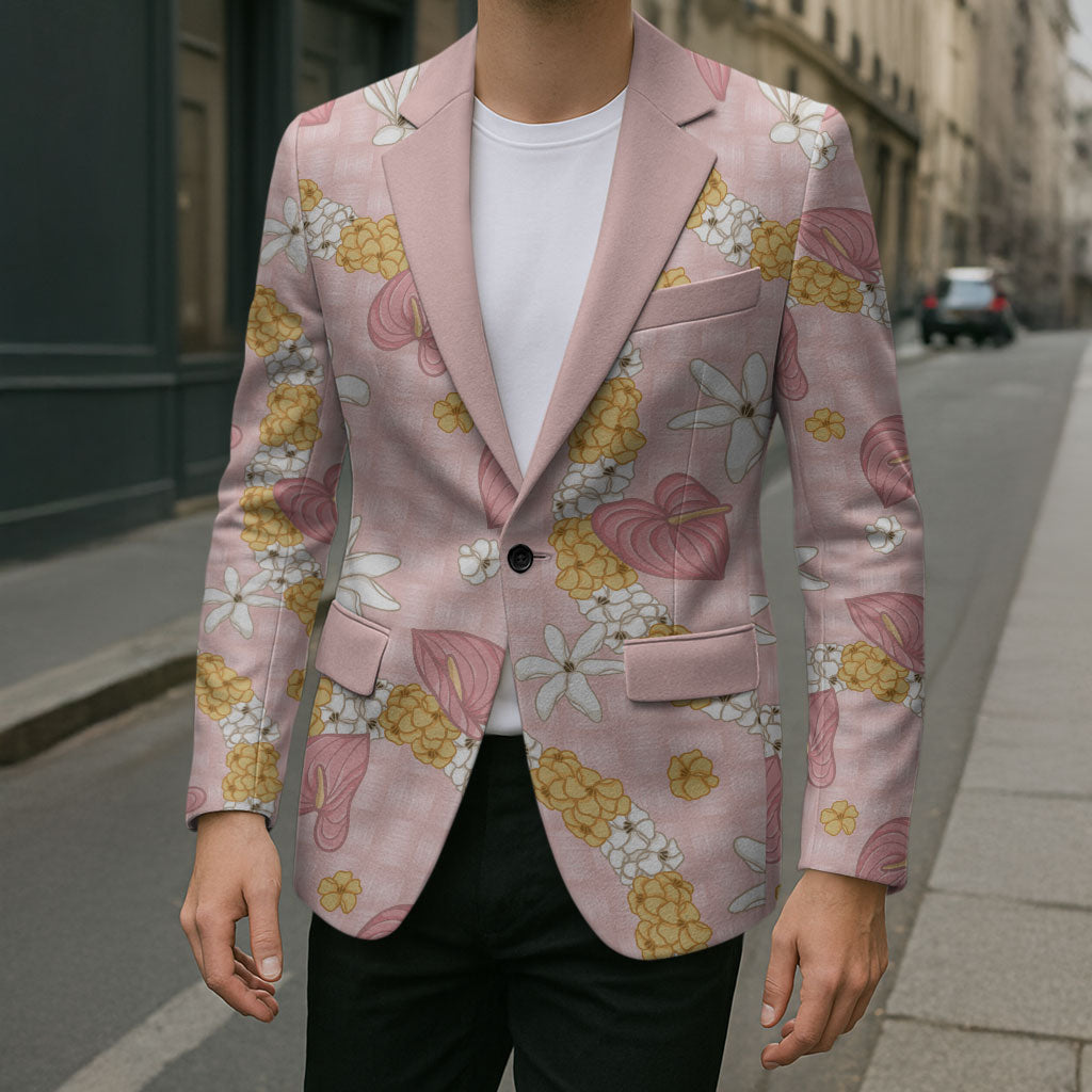 Hawaii Anthurium Tiare Pikake Lei Blazer Akala Lauhala Art Pattern