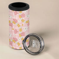 Hawaii Anthurium Tiare Pikake Lei 4 in 1 Can Cooler Tumbler Akala Lauhala Art Pattern