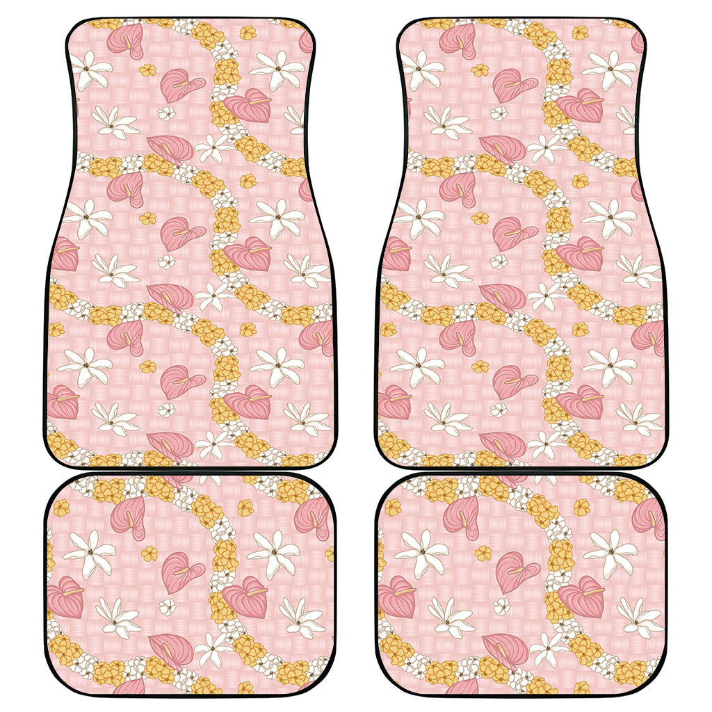 Hawaii Anthurium Tiare Pikake Lei Car Mats Akala Lauhala Art Pattern