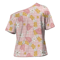 Hawaii Anthurium Tiare Pikake Lei Cross Shoulder Shirt Akala Lauhala Art Pattern