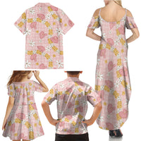 Hawaii Anthurium Tiare Pikake Lei Family Matching Summer Maxi Dress and Hawaiian Shirt Akala Lauhala Art Pattern