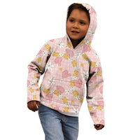 Hawaii Anthurium Tiare Pikake Lei Kid Hoodie Akala Lauhala Art Pattern
