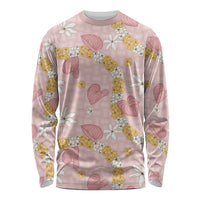 Hawaii Anthurium Tiare Pikake Lei Long Sleeve Shirt Akala Lauhala Art Pattern