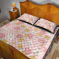 Hawaii Anthurium Tiare Pikake Lei Quilt Bed Set Akala Lauhala Art Pattern