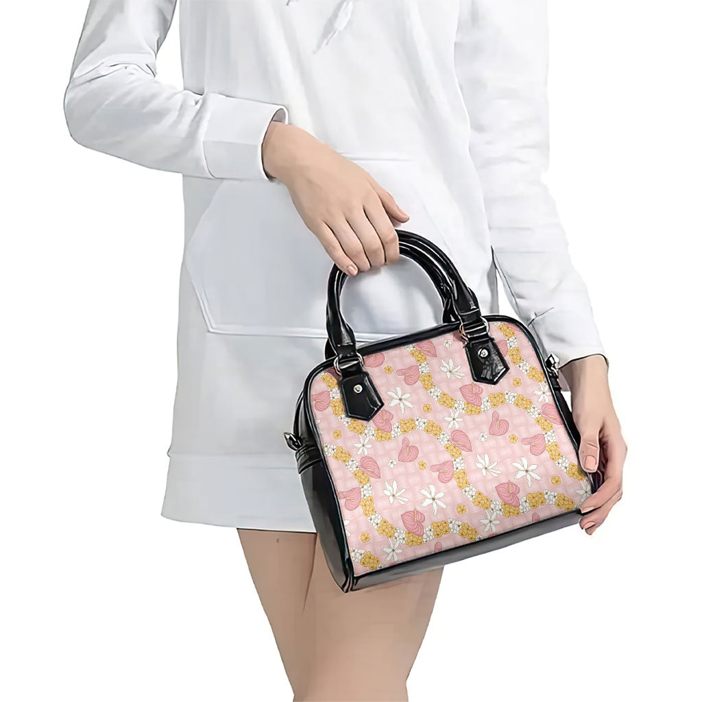 Hawaii Anthurium Tiare Pikake Lei Shoulder Handbag Akala Lauhala Art Pattern