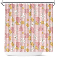 Hawaii Anthurium Tiare Pikake Lei Shower Curtain Akala Lauhala Art Pattern