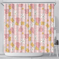 Hawaii Anthurium Tiare Pikake Lei Shower Curtain Akala Lauhala Art Pattern