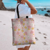 Hawaii Anthurium Tiare Pikake Lei Tote Bag Akala Lauhala Art Pattern