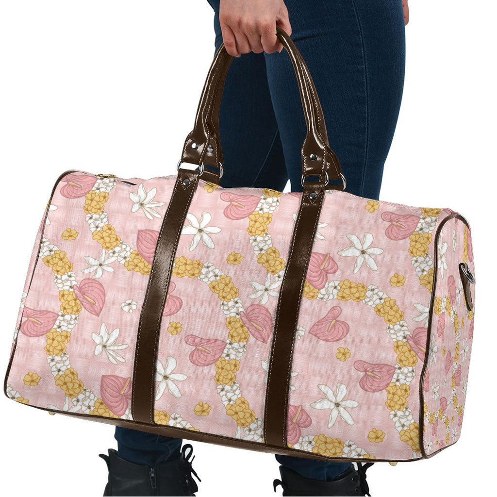 Hawaii Anthurium Tiare Pikake Lei Travel Bag Akala Lauhala Art Pattern