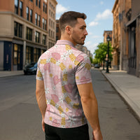 Hawaii Anthurium Tiare Pikake Lei Zipper Polo Shirt Akala Lauhala Art Pattern