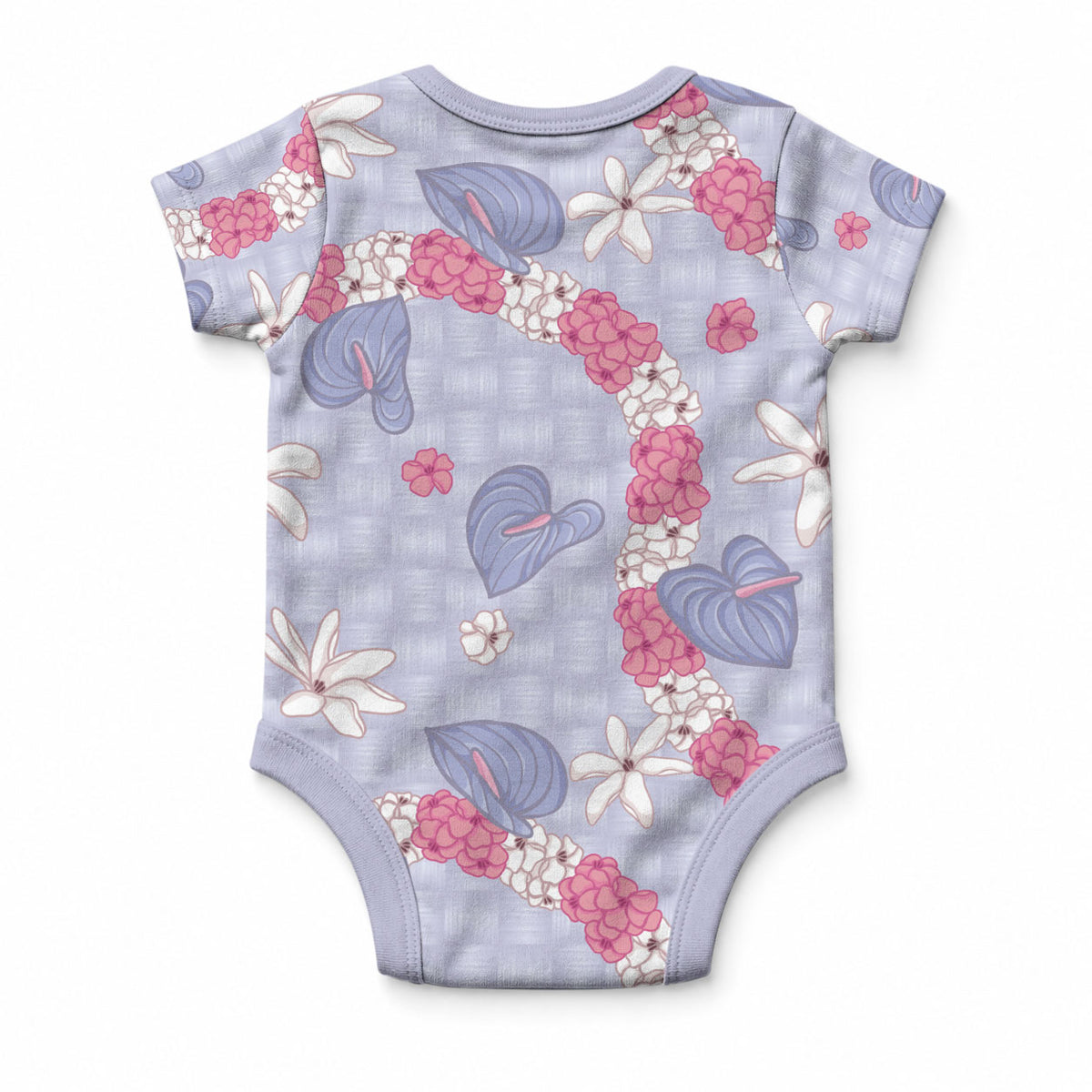 Hawaii Anthurium Tiare Pikake Lei Baby Onesie Poni Lauhala Art Pattern LT01 - Polynesian Pride