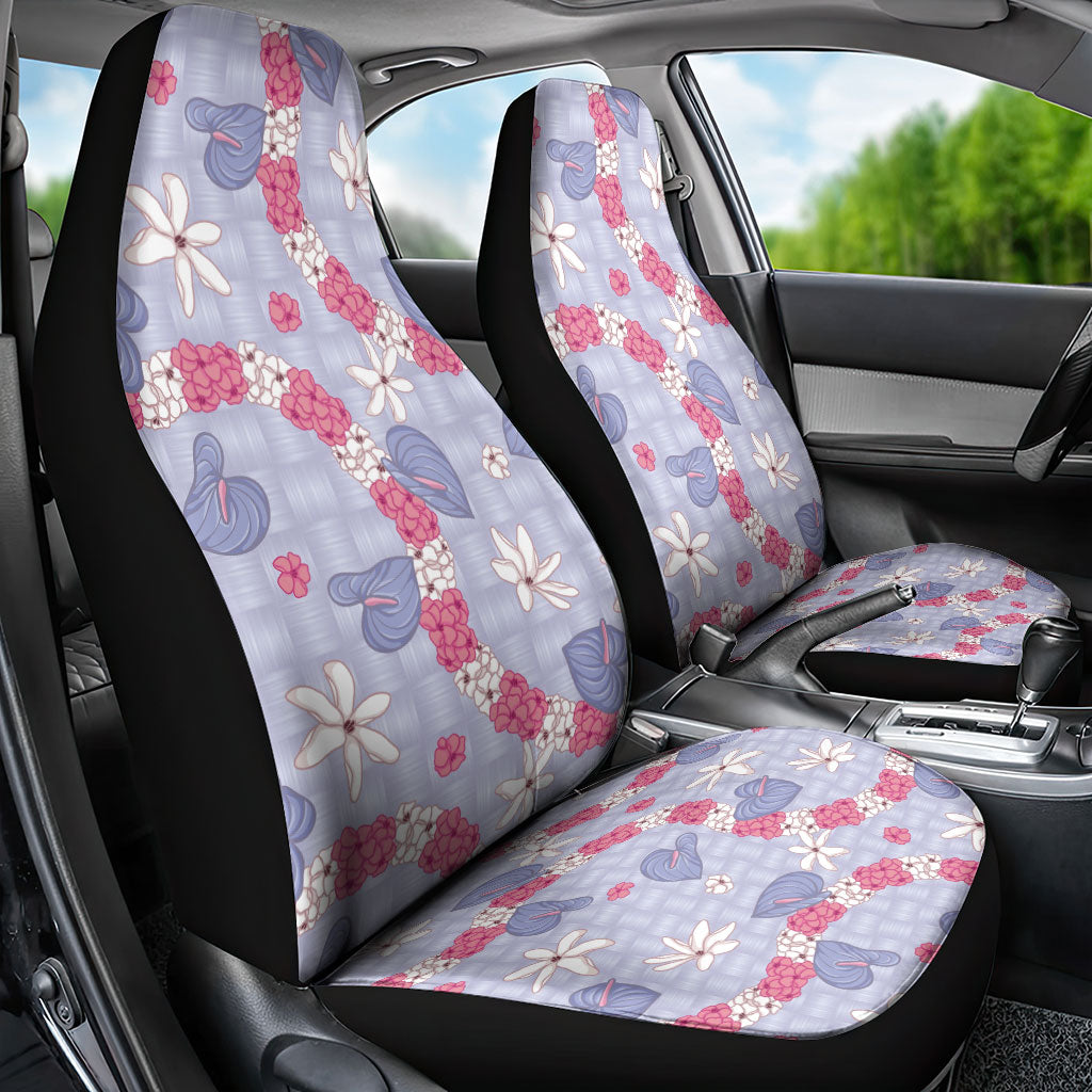 Hawaii Anthurium Tiare Pikake Lei Car Seat Cover Poni Lauhala Art Pattern