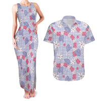 Hawaii Anthurium Tiare Pikake Lei Couples Matching Tank Maxi Dress and Hawaiian Shirt Poni Lauhala Art Pattern LT01 Purple - Polynesian Pride