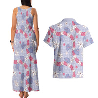 Hawaii Anthurium Tiare Pikake Lei Couples Matching Tank Maxi Dress and Hawaiian Shirt Poni Lauhala Art Pattern LT01 - Polynesian Pride