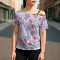 Hawaii Anthurium Tiare Pikake Lei Cross Shoulder Shirt Poni Lauhala Art Pattern