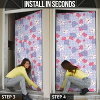 Hawaii Anthurium Tiare Pikake Lei Door Cover Poni Lauhala Art Pattern