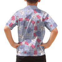 Hawaii Anthurium Tiare Pikake Lei Family Matching Off Shoulder Maxi Dress and Hawaiian Shirt Poni Lauhala Art Pattern LT01 - Polynesian Pride