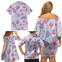 Hawaii Anthurium Tiare Pikake Lei Family Matching Off Shoulder Short Dress and Hawaiian Shirt Poni Lauhala Art Pattern LT01 - Polynesian Pride