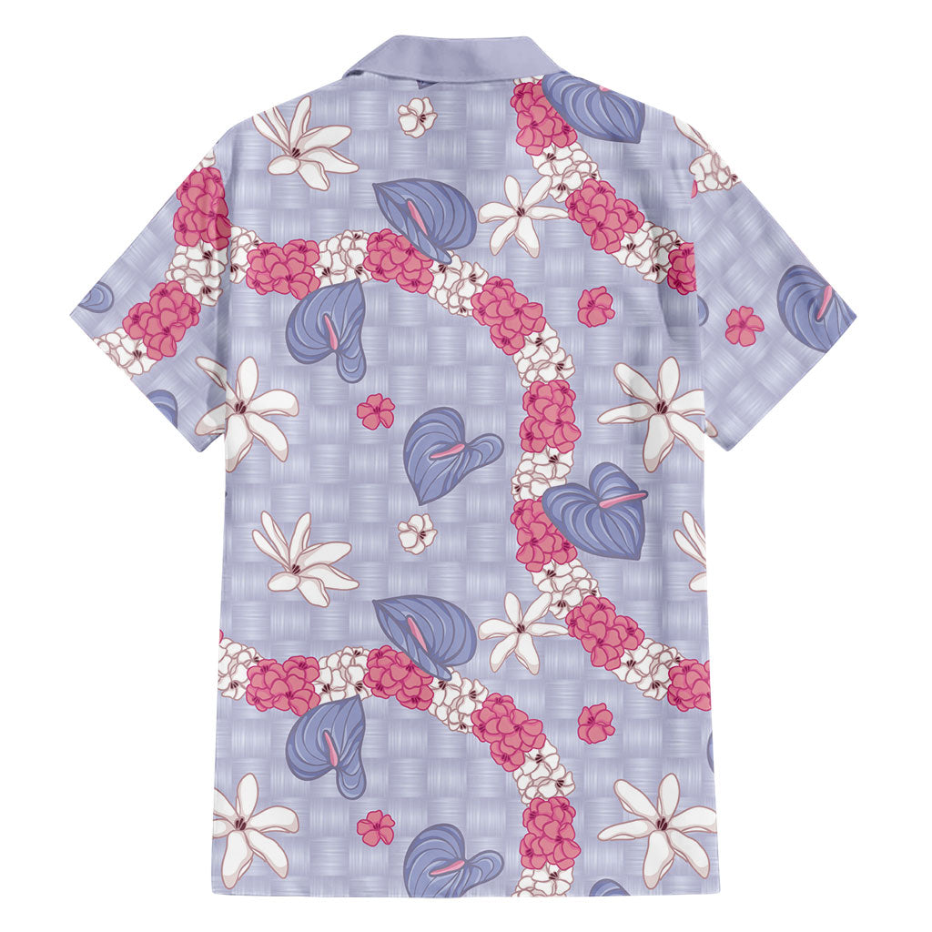 Hawaii Anthurium Tiare Pikake Lei Family Matching Off Shoulder Short Dress and Hawaiian Shirt Poni Lauhala Art Pattern LT01 - Polynesian Pride