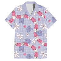 Hawaii Anthurium Tiare Pikake Lei Family Matching Summer Maxi Dress and Hawaiian Shirt Poni Lauhala Art Pattern LT01 Dad's Shirt - Short Sleeve Purple - Polynesian Pride
