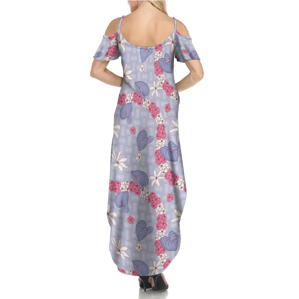 Hawaii Anthurium Tiare Pikake Lei Family Matching Summer Maxi Dress and Hawaiian Shirt Poni Lauhala Art Pattern LT01 - Polynesian Pride