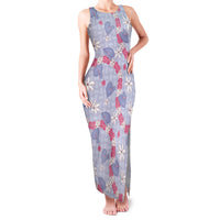 Hawaii Anthurium Tiare Pikake Lei Family Matching Tank Maxi Dress and Hawaiian Shirt Poni Lauhala Art Pattern LT01 Mom's Dress Purple - Polynesian Pride