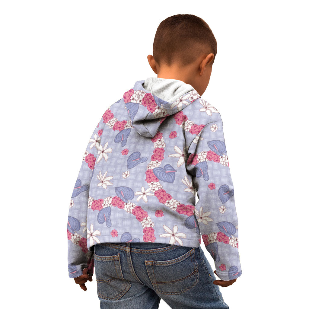 Hawaii Anthurium Tiare Pikake Lei Kid Hoodie Poni Lauhala Art Pattern